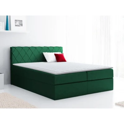 MIRJAN24 Boxspringbett PAROS in Grün, Liegefläche 120x200 cm – mit Bettkasten, Bonellfederkern
